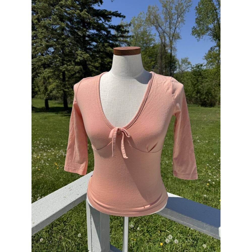 Y2K Bebe Peach Babydoll Cropped 1/2 Sleep Top Womens Med US Made